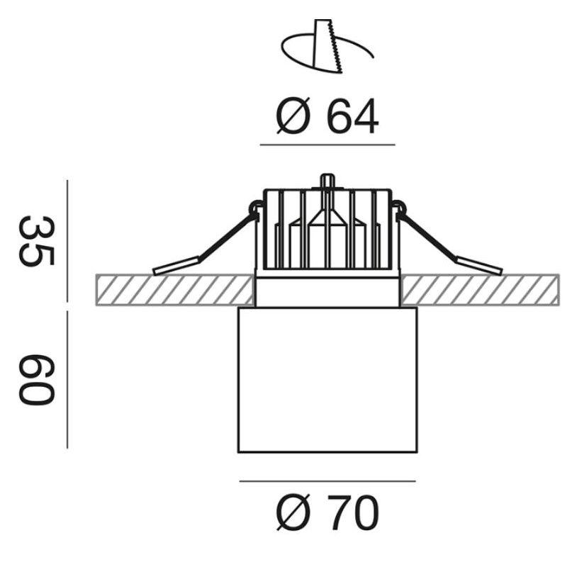FARETTO DA INCASSO ROTONDO IP54 D7 CM LED 9W LUCE 3000K ALLUMINIO NERO E BIANCO DESIGN MODERNO