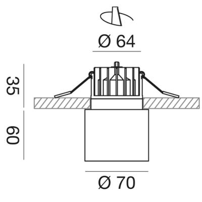 FARETTO DA INCASSO ROTONDO IP54 D7 CM LED 9W LUCE 3000K ALLUMINIO NERO E BIANCO DESIGN MODERNO