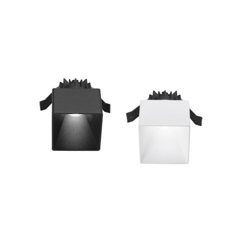 FARETTO DA INCASSO QUADRATO IP54 D7 CM LED 9W LUCE 3000K ALLUMINIO NERO E BIANCO DESIGN MODERNO