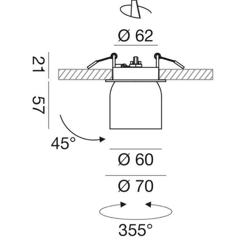 FARETTO DA INCASSO ORIENTABILE LED 9W LUCE 3000K ALLUMINIO NERO E BIANCO DESIGN MODERNO
