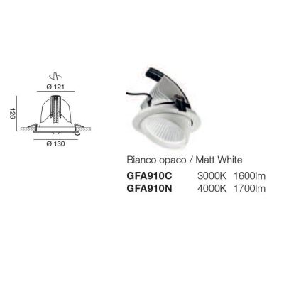 FARETTO DA INCASSO ORIENTABILE 2 MISURE LED 20W-40W LUCE 3000K-4000K ALLUMINIO BIANCO DESIGN MODERNO