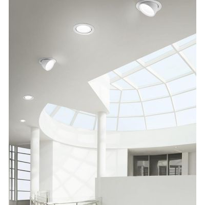 FARETTO DA INCASSO ORIENTABILE 2 MISURE LED 20W-40W LUCE 3000K-4000K ALLUMINIO BIANCO DESIGN MODERNO