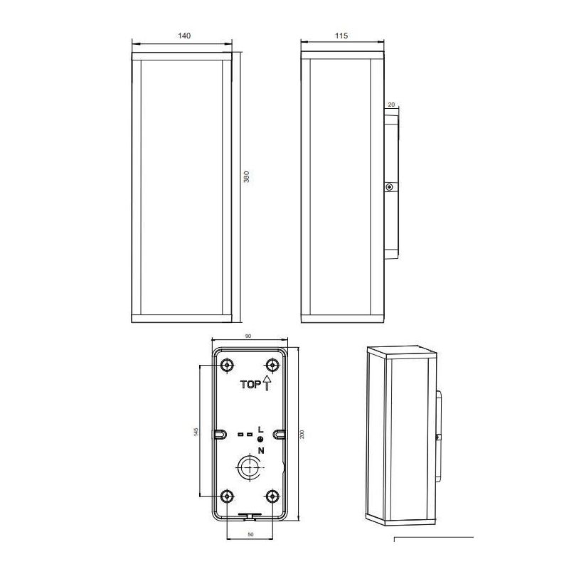 GARONNE APPLIQUE DA ESTERNO 2 LUCI IP44 A LANTERNA FINITURA ANTRACITE LUCE DIFFUSA TRIO LIGHTING - Cristalensi Shop Online