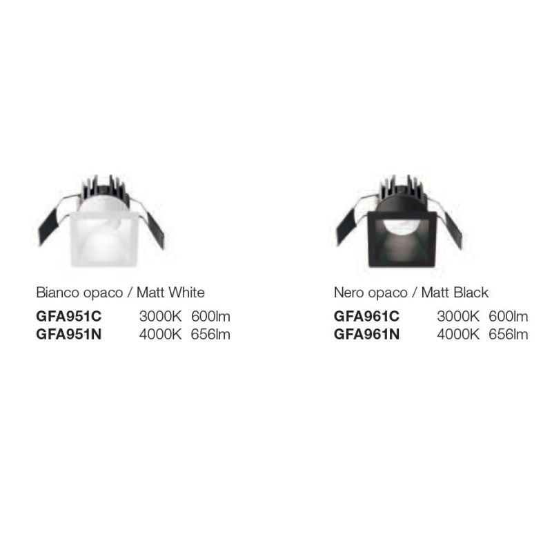 FARETTO DA INCASSO QUADRATO IN ALLUMINIO BIANCO O NERO LED 8W LUCE 3000K O 4000K DESIGN MODERNO