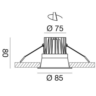 FARETTO DA INCASSO IN 2 MISURE ALLUMINIO BIANCO O NERO LED 10W-20W LUCE 3000K DESIGN MODERNO