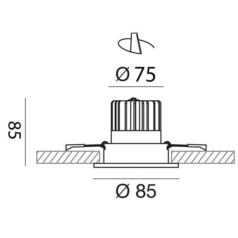 FARETTO DA INCASSO ORIENTABILE 3 MISURE ALLUMINIO BIANCO LED INTEGRATO LUCE 3000K MODERNO