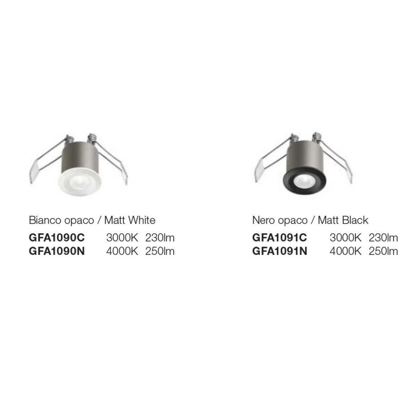 FARETTO DA INCASSO ALLUMINIO BIANCO O NERO LED 3W LUCE 3000K-4000K ROTONDO MODERNO