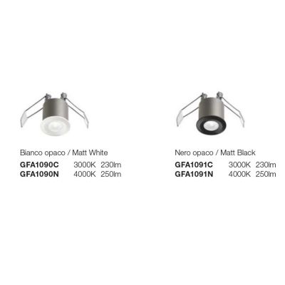 FARETTO DA INCASSO ALLUMINIO BIANCO O NERO LED 3W LUCE 3000K-4000K ROTONDO MODERNO