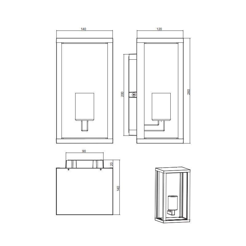 GARONNE APPLIQUE DA ESTERNO IP44 A LANTERNA FINITURA ANTRACITE LUCE DIFFUSA TRIO LIGHTING - Cristalensi Shop Online