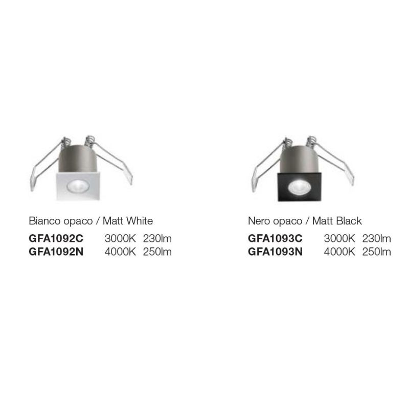 FARETTO DA INCASSO QUADRATO ALLUMINIO BIANCO O NERO LED 3W LUCE 3000K-4000K ROTONDO MODERNO