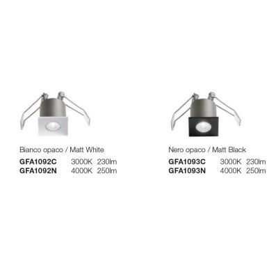 FARETTO DA INCASSO QUADRATO ALLUMINIO BIANCO O NERO LED 3W LUCE 3000K-4000K ROTONDO MODERNO