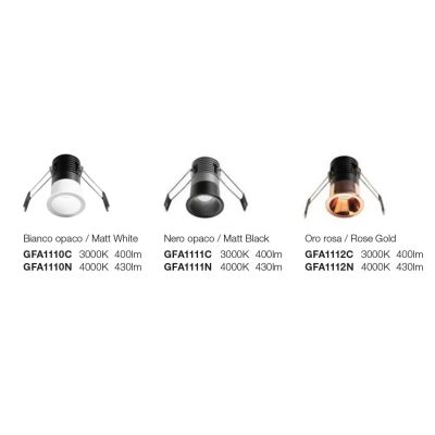 FARETTO DA INCASSO ORO ROSA, BIANCO E NERO LED 5W LUCE 3000K-4000K OTTICA RETRATTA MODERNO
