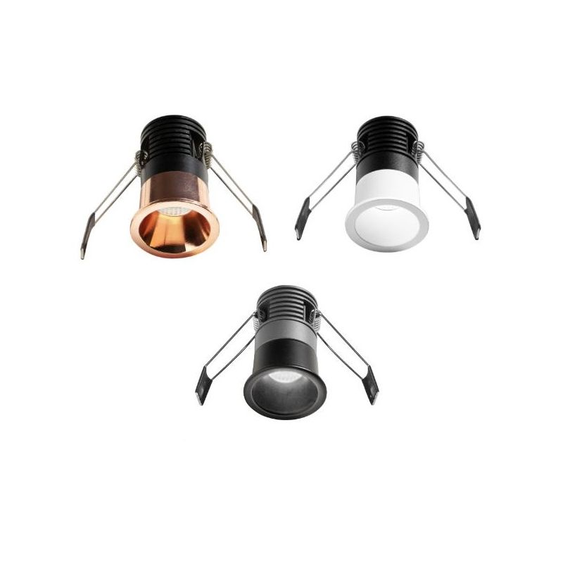 FARETTO DA INCASSO ORO ROSA, BIANCO E NERO LED 5W LUCE 3000K-4000K OTTICA RETRATTA MODERNO
