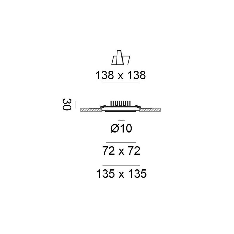 FARETTO DA INCASSO QUADRATO IN GESSO BIANCO LED 11W LUCE 3000K DESIGN MODERNO