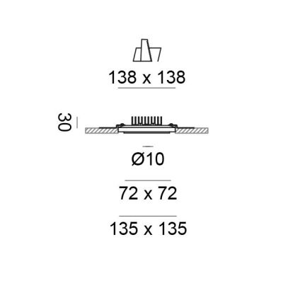 FARETTO DA INCASSO QUADRATO IN GESSO BIANCO LED 11W LUCE 3000K DESIGN MODERNO