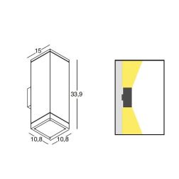 APPLIQUE PARALLELEPIPEDO BIANCO GRIGIO ALLUMINIO E ANTRACITE IP54 2XE27 DI GEA LUCE GEA LUCE - Cristalensi Shop Online 2