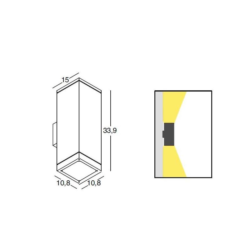 APPLIQUE PARALLELEPIPEDO BIANCO GRIGIO ALLUMINIO E ANTRACITE IP54 2XE27 DI GEA LUCE GEA LUCE - Cristalensi Shop Online