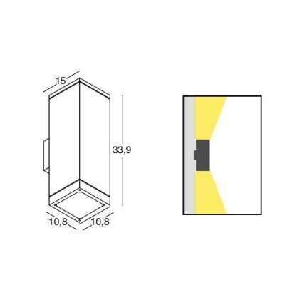 APPLIQUE PARALLELEPIPEDO BIANCO GRIGIO ALLUMINIO E ANTRACITE IP54 2XE27 DI GEA LUCE GEA LUCE - Cristalensi Shop Online