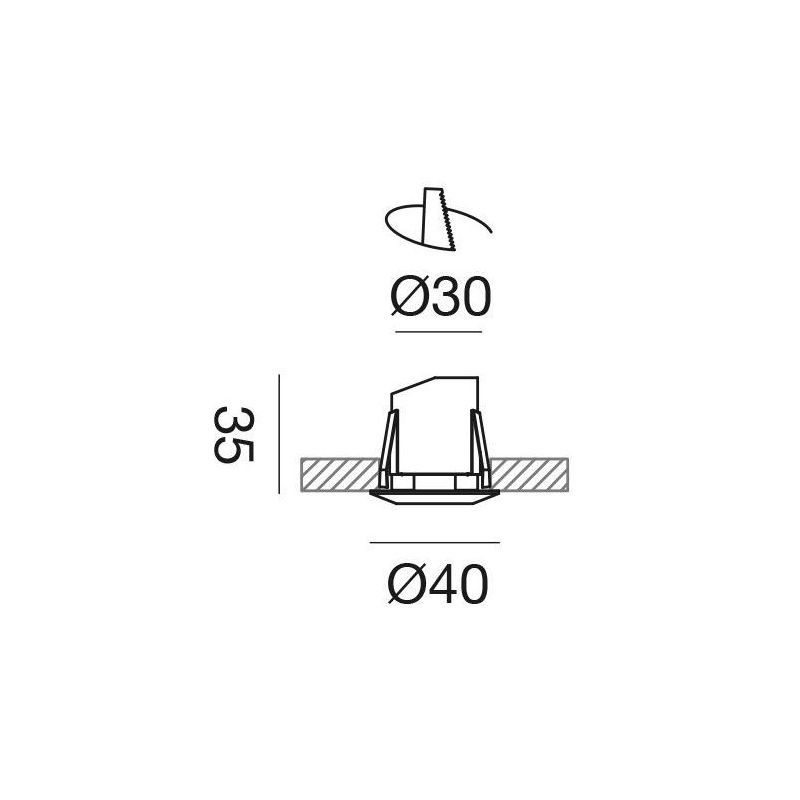 FARETTO DA INCASSO IP44 BIANCO O NERO LED 2W LUCE 3000K-4000K ROTONDO DESIGN MODERNO