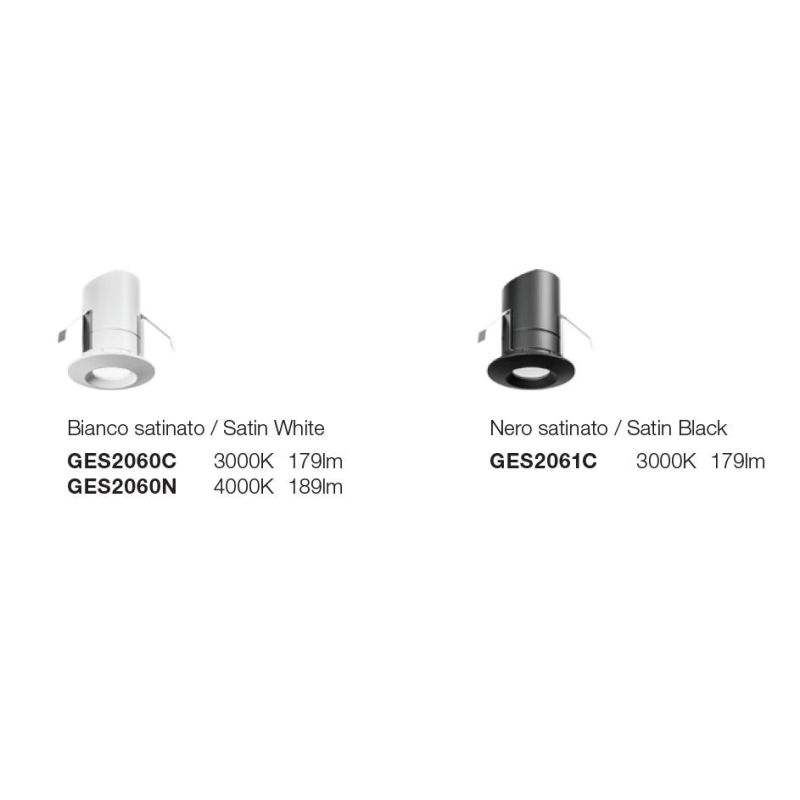 FARETTO DA INCASSO IP44 BIANCO O NERO LED 2W LUCE 3000K-4000K ROTONDO DESIGN MODERNO
