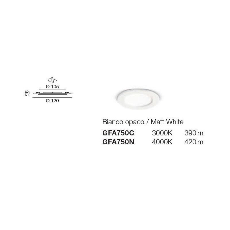 FARETTO DA INCASSO ROTONDO A LED IN 3 MISURE LUCE 3000K-4000K COLORE BIANCO DESIGN MODERNO