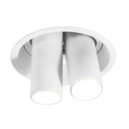 FARETTO DA INCASSO CON 2 DIFFUSORI ORIENTABILI LED 16W LUCE 3000K COLORE BIANCO E NERO MODERNO