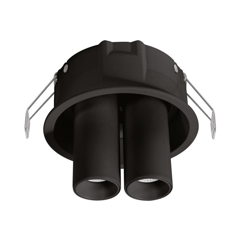 FARETTO DA INCASSO CON 2 DIFFUSORI ORIENTABILI LED 16W LUCE 3000K COLORE BIANCO E NERO MODERNO