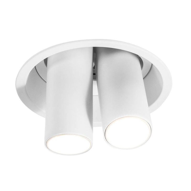 FARETTO DA INCASSO CON 2 DIFFUSORI ORIENTABILI LED 16W LUCE 3000K COLORE BIANCO E NERO MODERNO
