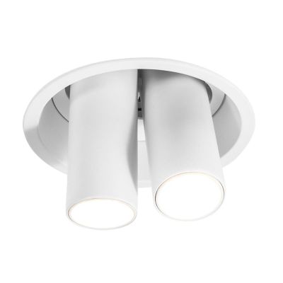 FARETTO DA INCASSO CON 2 DIFFUSORI ORIENTABILI LED 16W LUCE 3000K COLORE BIANCO E NERO MODERNO