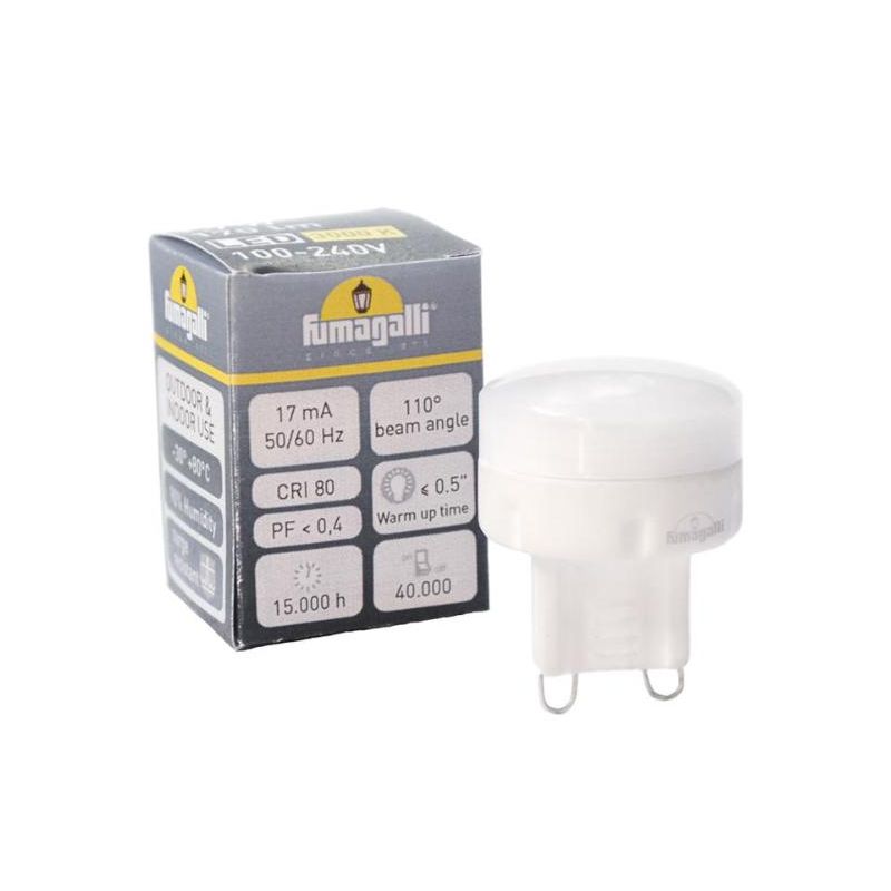 LAMPADINA ATTACCO G9 LED 1.7W LUCE 3000K E 4000K MARCHIO FUMAGALLI MADE IN ITALY