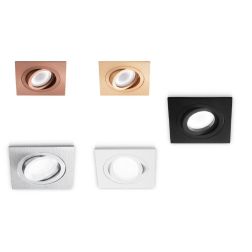 FARETTO DA INCASSO ORIENTABILE QUADRATO ALLUMINIO 5 COLORI CON LAMPADINA GU10 DESIGN MODERNO