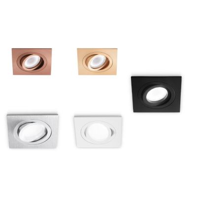 FARETTO DA INCASSO ORIENTABILE QUADRATO ALLUMINIO 5 COLORI CON LAMPADINA GU10 DESIGN MODERNO