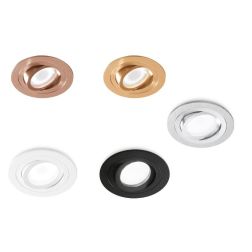 FARETTO DA INCASSO ORIENTABILE ROTONDO ALLUMINIO 5 COLORI CON LAMPADINA GU10 DESIGN MODERNO