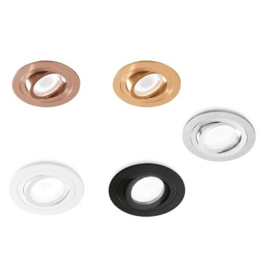 FARETTO DA INCASSO ORIENTABILE ROTONDO ALLUMINIO 5 COLORI CON LAMPADINA GU10 DESIGN MODERNO