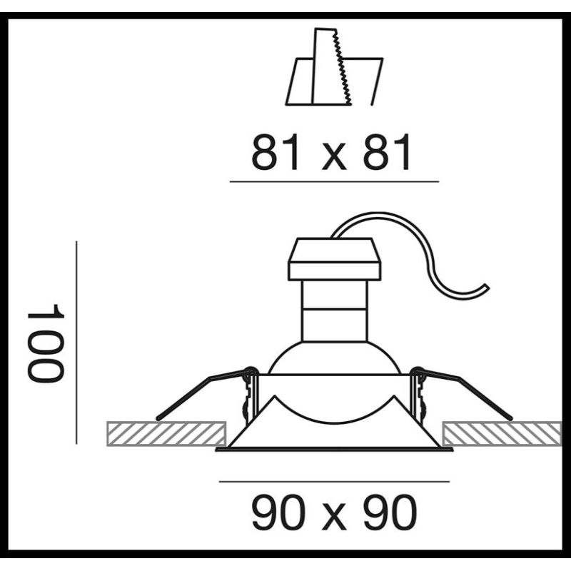 FARETTO DA INCASSO QUADRATO ORIENTABILE IN ALLUMINIO BIANCO O NERO LAMPADINA GU10 DESIGN MODERNO
