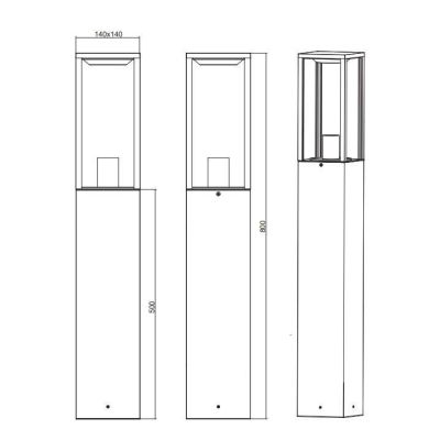 GARONNE PALO DA ESTERNO H80 CLASSICO A LANTERNA IP44 FINITURA ANTRACITE LUCE DIFFUSA TRIO LIGHTING - Cristalensi Shop Online