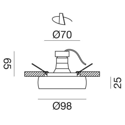 FARETTO DA INCASSO ROTONDO BOMBATO IN ALLUMINIO BIANCO O NERO OTTICA RETRATTA LAMPADINA GU10 MODERNO