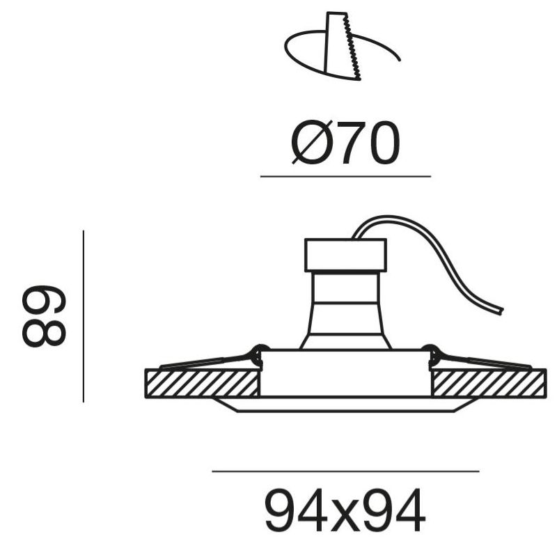 FARETTO DA INCASSO ALLUMINIO BIANCO O NERO QUADRATO CON LAMPADINA GU10 MODERNO