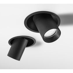 FARETTO DA INCASSO CON CILINDRO ORIENTABILE BIANCO O NERO CON LAMPADINA GU10 DESIGN MODERNO