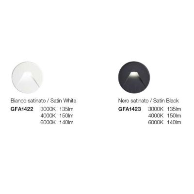 SEGNAPASSO ROTONDO BIANCO O NERO LED 3W LUCE LUCE CCT 3000K,4000K,6000K DESIGN MODERNO