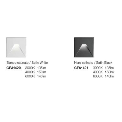 SEGNAPASSO QUADRATO BIANCO O NERO LED 3W LUCE LUCE CCT 3000K,4000K,6000K DESIGN MODERNO