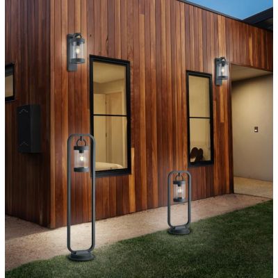 SAMBESI LAMPIONCINO DA ESTERNO H60 CLASSICO A LANTERNA IP44 SENSORE CREPUSCOLARE ANTRACITE O RUGGINE TRIO LIGHTING - Cristalensi