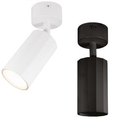 FARETTO A PLAFONIERA ORIENTABILE IN ALLUMINIO BIANCO E NERO CON LAMPADINA GU10 DESIGN MODERNO