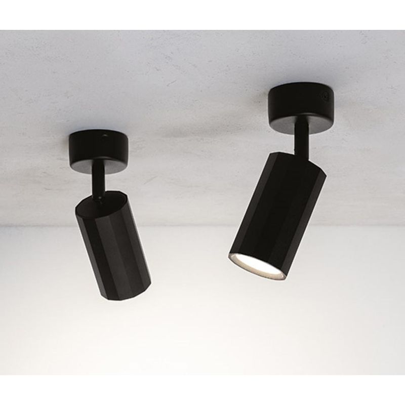 FARETTO A PLAFONIERA ORIENTABILE IN ALLUMINIO BIANCO E NERO CON LAMPADINA GU10 DESIGN MODERNO
