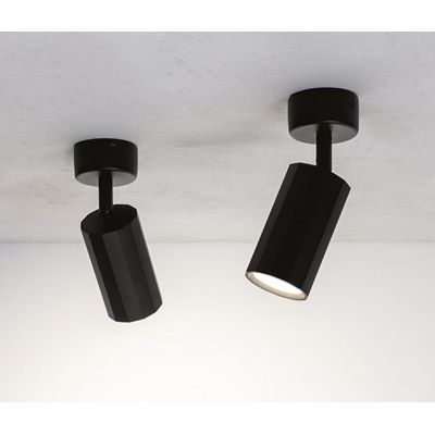 FARETTO A PLAFONIERA ORIENTABILE IN ALLUMINIO BIANCO E NERO CON LAMPADINA GU10 DESIGN MODERNO