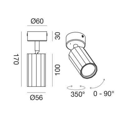 FARETTO A PLAFONIERA ORIENTABILE IN ALLUMINIO BIANCO E NERO CON LAMPADINA GU10 DESIGN MODERNO