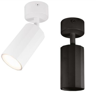 FARETTO A PLAFONIERA ORIENTABILE IN ALLUMINIO BIANCO E NERO CON LAMPADINA GU10 DESIGN MODERNO
