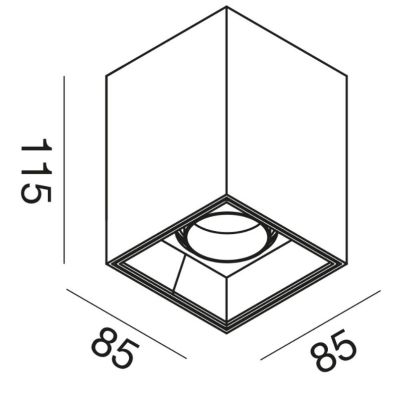 PLAFONIERA QUADRATA MODERNA H11,5 CM IN ALLUMINIO BIANCO E NERO CON LAMPADINA ATTACCO GU10
