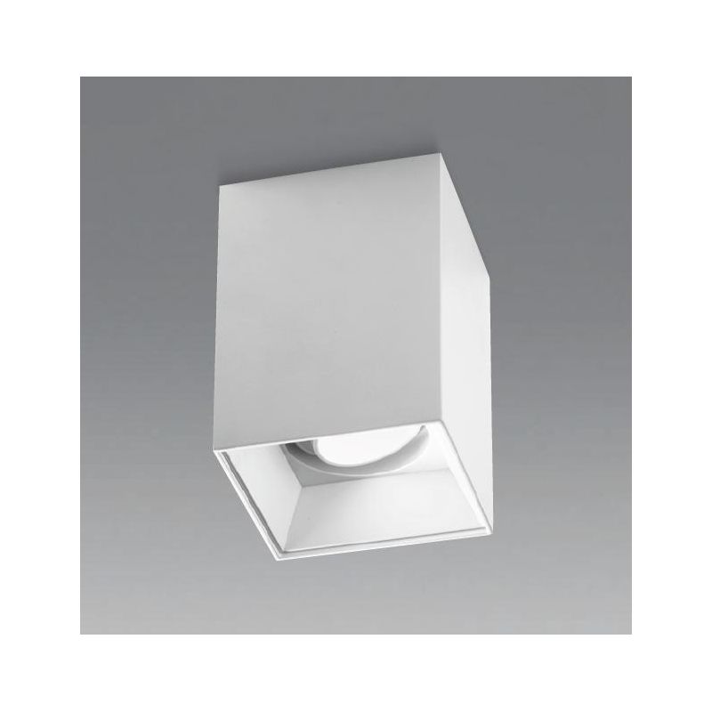 PLAFONIERA QUADRATA MODERNA H11,5 CM IN ALLUMINIO BIANCO E NERO CON LAMPADINA ATTACCO GU10