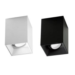 PLAFONIERA QUADRATA MODERNA H11,5 CM IN ALLUMINIO BIANCO E NERO CON LAMPADINA ATTACCO GU10